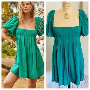 Free People Marina Mini Dress Tunic Top, Golf Green, Medium, NWT
